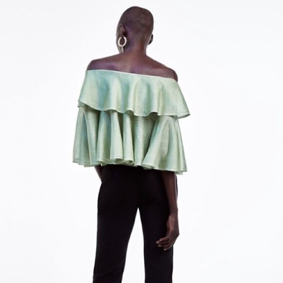 ZARA OFF THE SHOULDER TOP WITH METALLIC THREAD - Picture 5 of 5